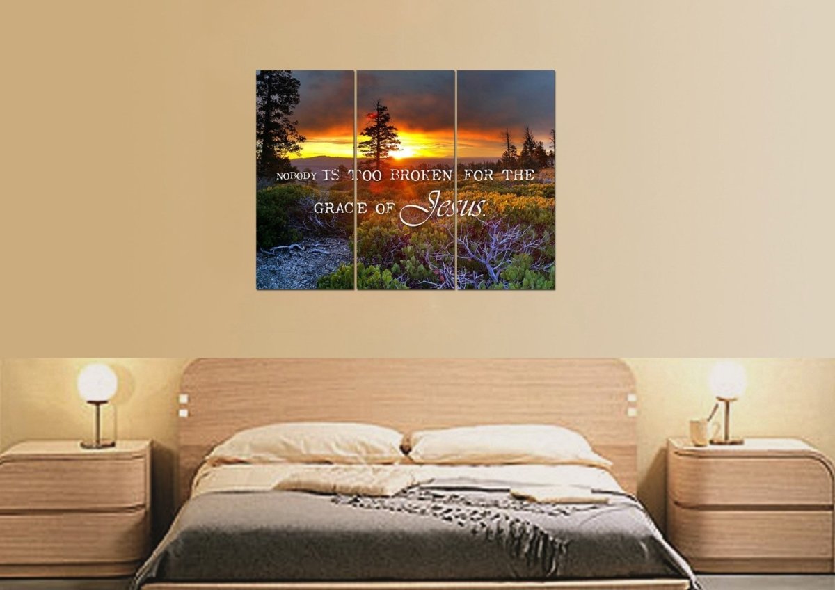Nobody Is Too Broken For The Grace Of Jesus Wall Art Canvas Print - Christian Canvas Wall Art