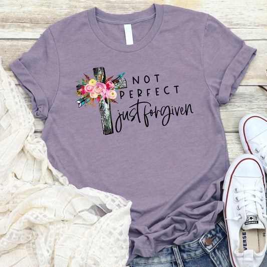 Not Perfect Just For Forgiven T-Shirt - Bible Verse Shirt - Scripture Shirt - Religious Faith For Women - Ciaocustom