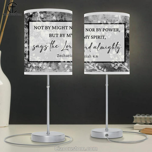 Not By Might Nor By Power But By My Spirit Zechariah 46 Lamp Art Table Lamp - Christian Lamp Art Decor - Scripture Table Lamp Prints