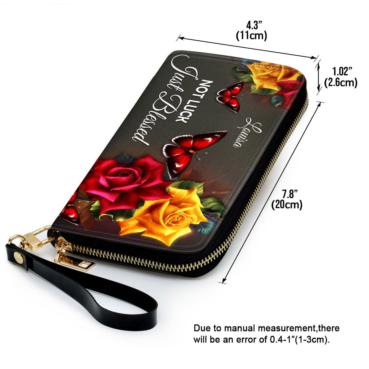 Not Luck, Just Blessed Beautiful Clutch Purse For Women - Personalized Name - Christian Gifts For Women