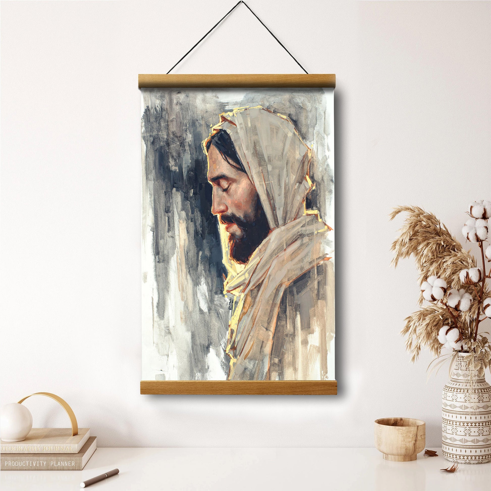 Not My Will But Thine Hanging Canvas Wall Art - Jesus Picture - Jesus Portrait Canvas - Religious Canvas