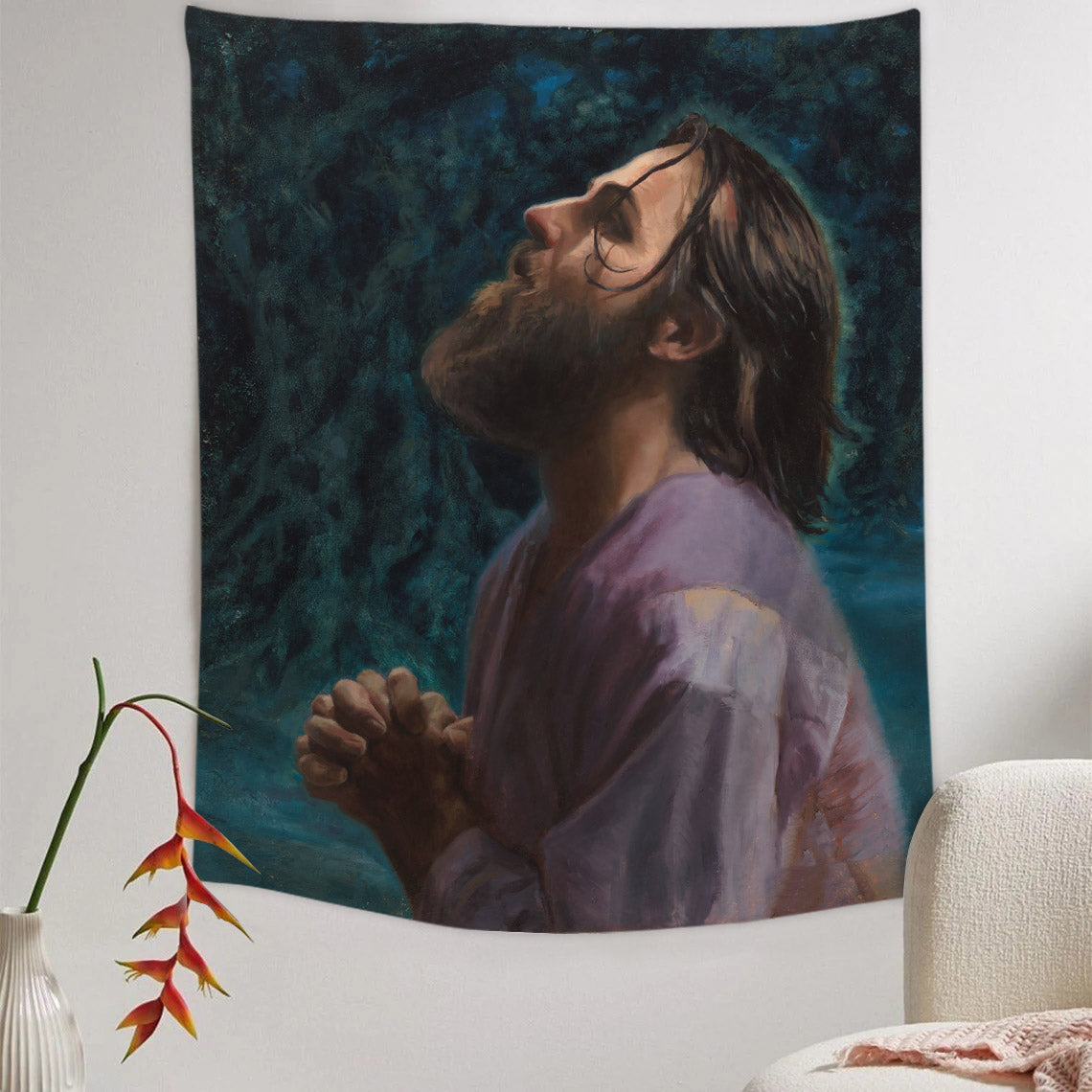 Not My Will But Thine Tapestry - Jesus Picture - Religious Tapestry - Christian Tapestry Wall Hangings