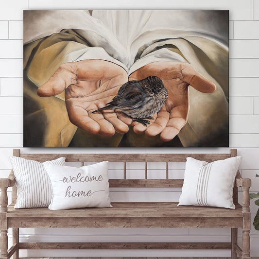 Not One Shall Be Forgotten - Bird In The Hand Of God Canvas Wall Art - Christian Wall Decor