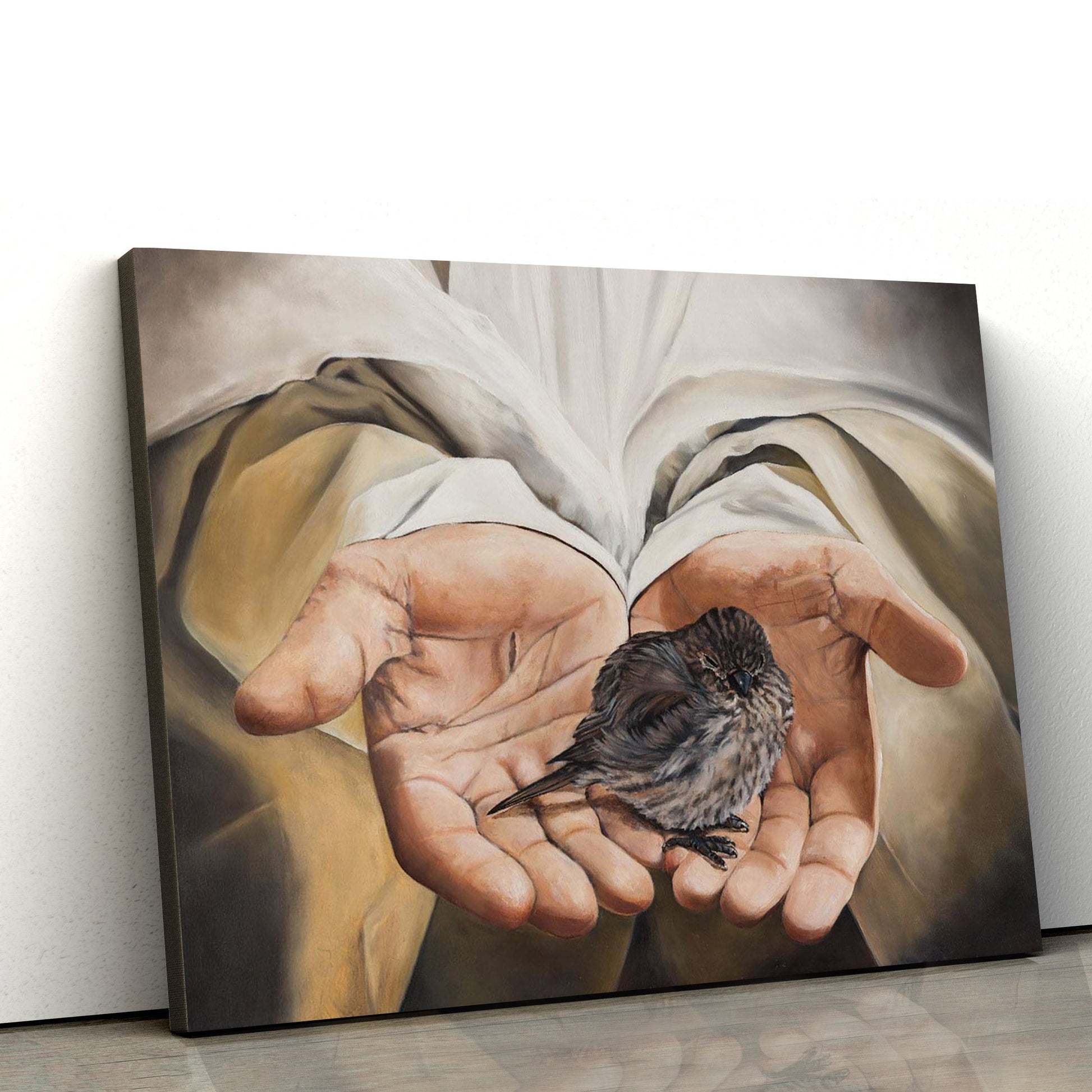 Not One Shall Be Forgotten - Bird In The Hand Of God Canvas Wall Art - Christian Wall Decor