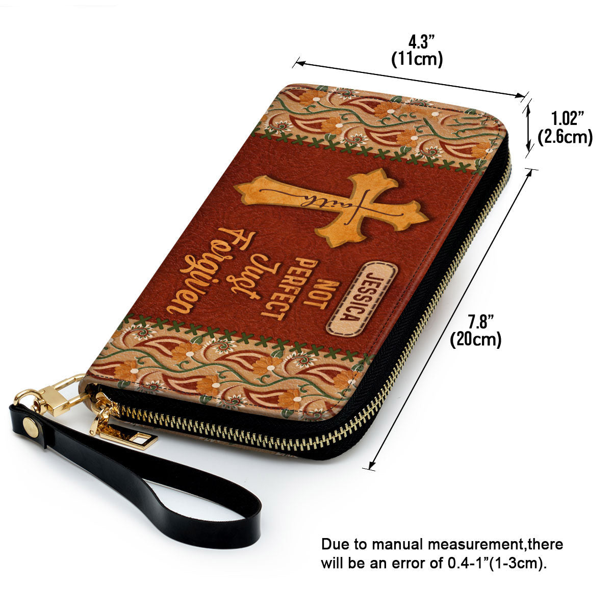 Not Perfect Just Forgiven Awesome Cross Clutch Purse For Women - Personalized Name - Christian Gifts For Women