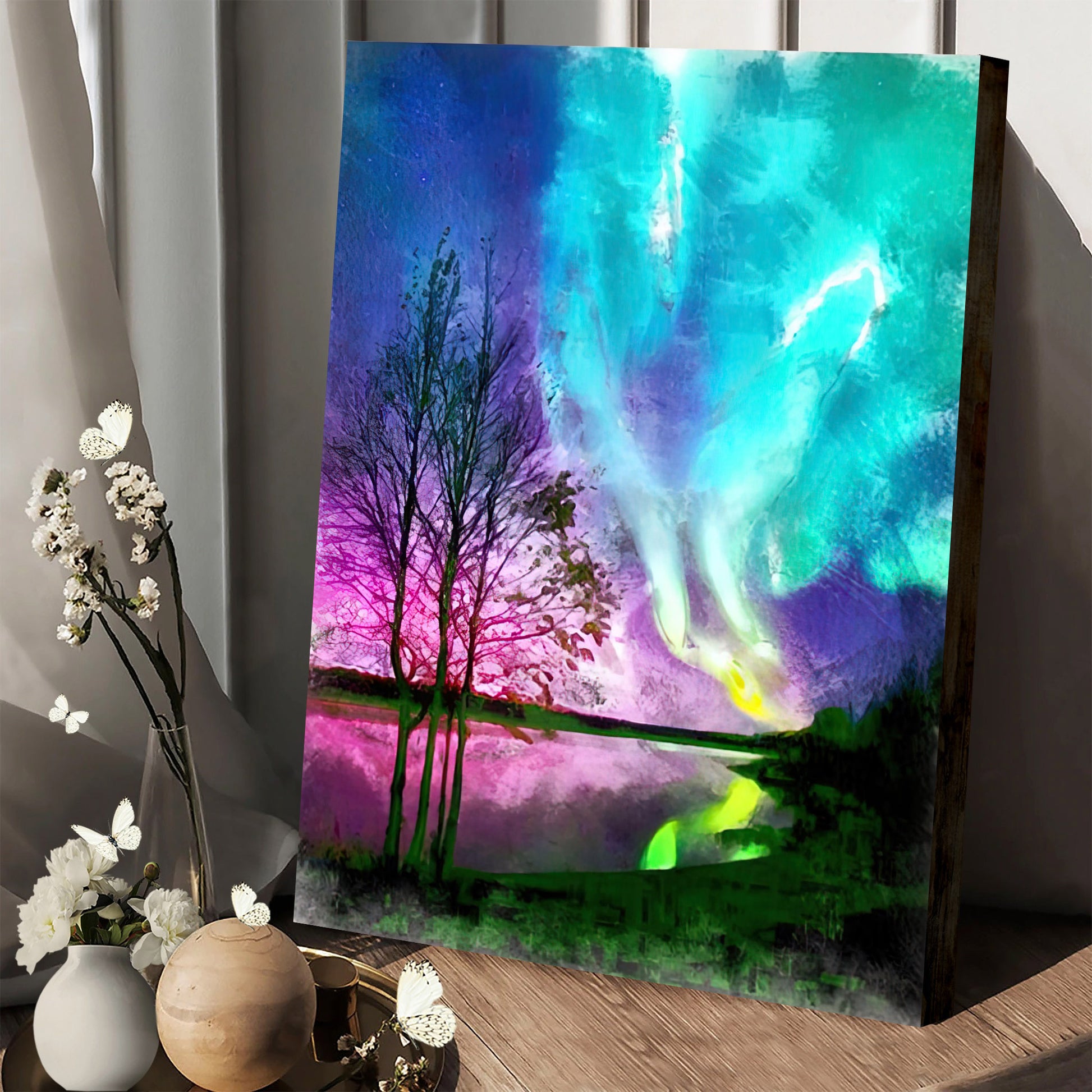 Nothern Lights Painting Canvas Wall Art - Canvas Wall Decor - Home Decor Living Room