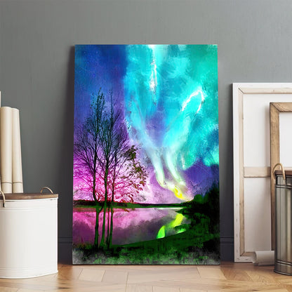 Nothern Lights Painting Canvas Wall Art - Canvas Wall Decor - Home Decor Living Room