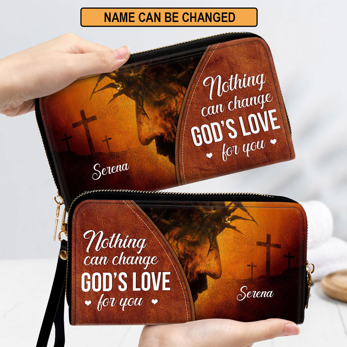 Nothing Can Change God's Love For You Clutch Purse For Women - Personalized Name - Christian Gifts For Women
