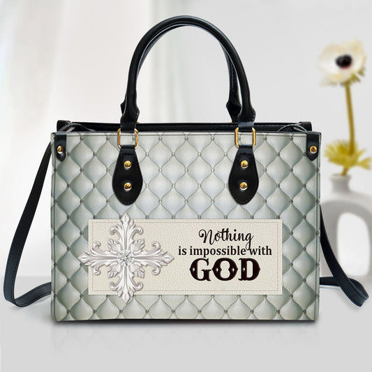 Nothing Is Impossible With God Beautiful Leather Handbag - Religious Gifts For Women - Women Pu Leather Bag