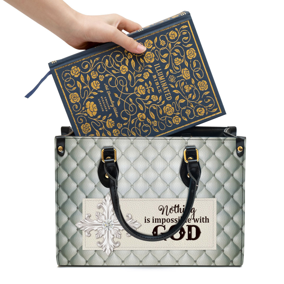 Nothing Is Impossible With God Beautiful Leather Handbag - Religious Gifts For Women - Women Pu Leather Bag