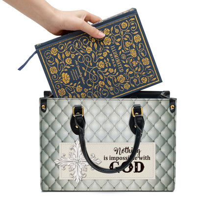 Nothing Is Impossible With God Beautiful Leather Handbag - Religious Gifts For Women - Women Pu Leather Bag