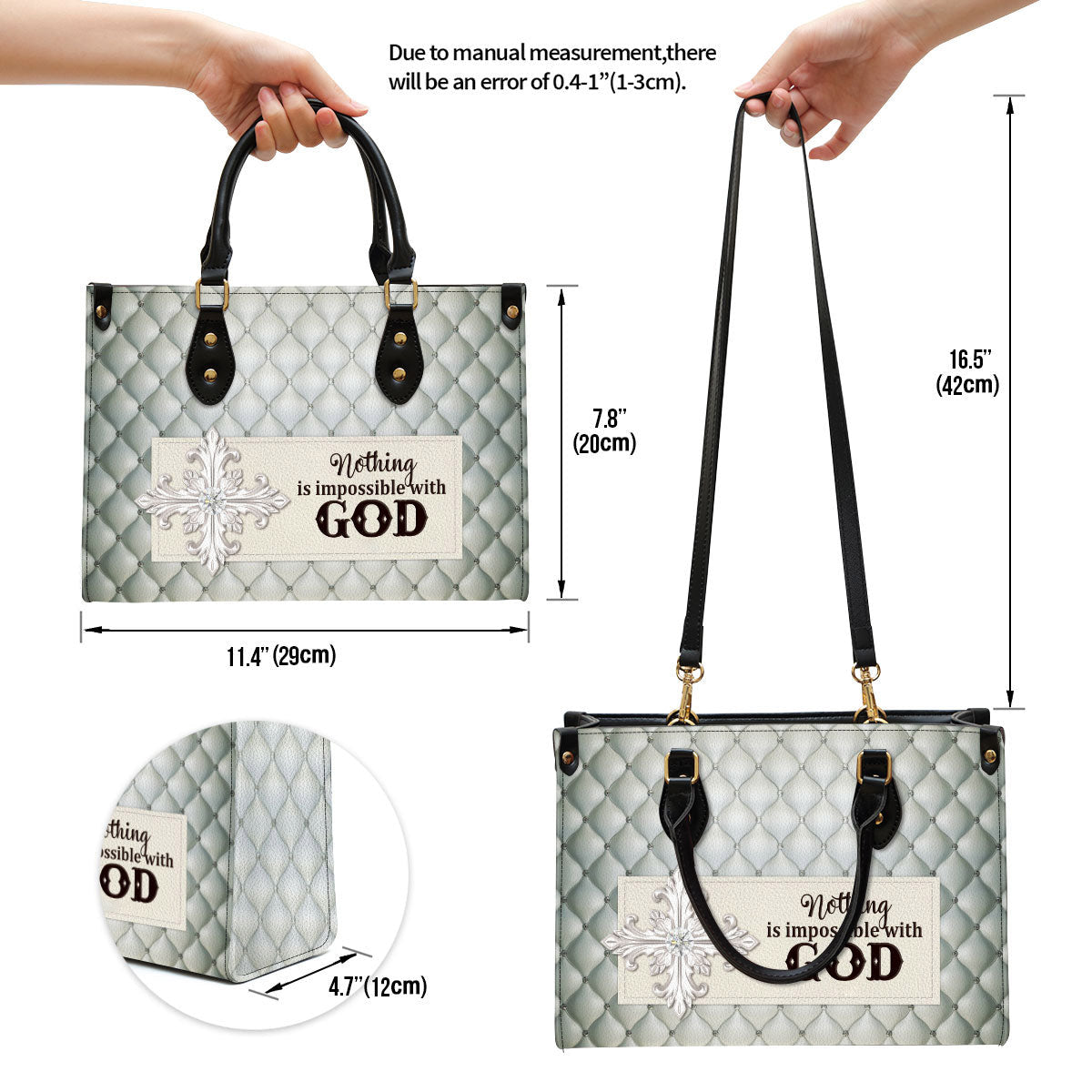 Nothing Is Impossible With God Beautiful Leather Handbag - Religious Gifts For Women - Women Pu Leather Bag