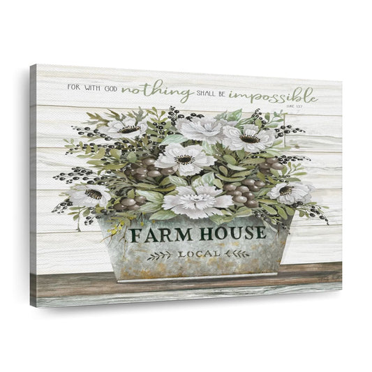 Nothing Shall Be Impossible Canvas Wall Art - Christian Canvas Wall Art - Religious Wall Art Canvas