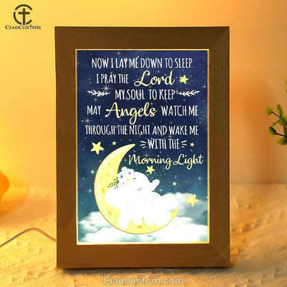 Now I Lay Me Down To Sleep Christian Frame Lamp Prints - Bible Verse Wooden Lamp - Scripture Night Light