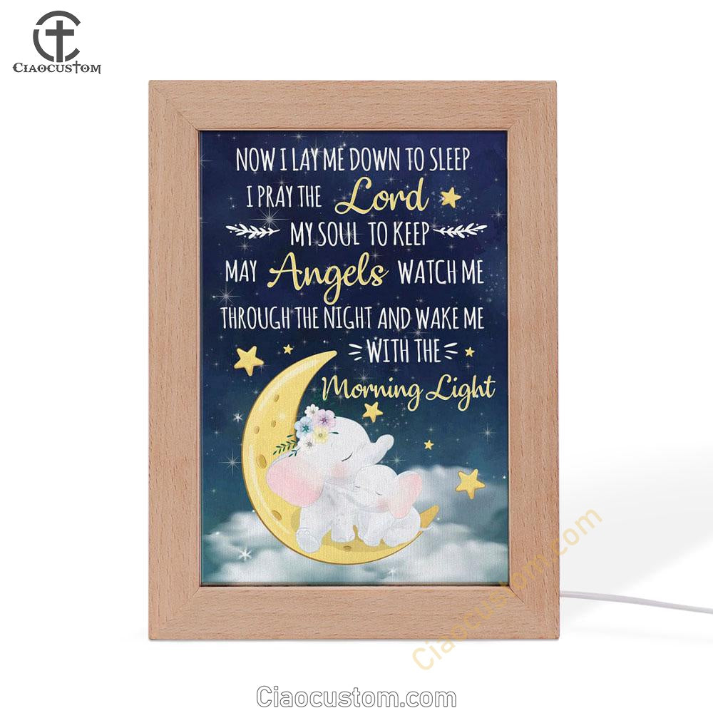 Now I Lay Me Down To Sleep Christian Frame Lamp Prints - Bible Verse Wooden Lamp - Scripture Night Light