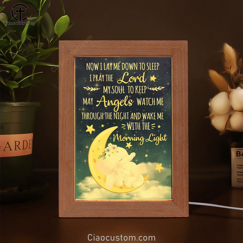 Now I Lay Me Down To Sleep Christian Frame Lamp Prints - Bible Verse Wooden Lamp - Scripture Night Light