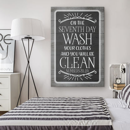 Numbers 3124 On The Seventh Day Wash Your Clothes Canvas Wall Art - Christian Canvas Prints - Bible Verse Canvas