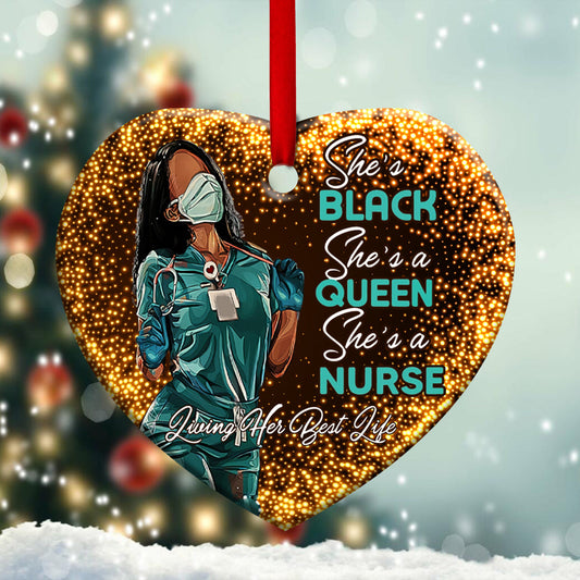 Nurse Bwm Living Her Best Life Heart Ceramic Ornament - Christmas Ornament - Christmas Gift