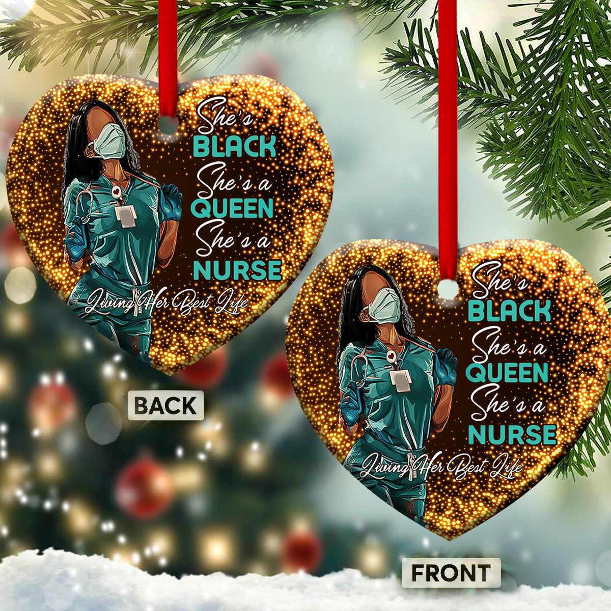 Nurse Bwm Living Her Best Life Heart Ceramic Ornament - Christmas Ornament - Christmas Gift