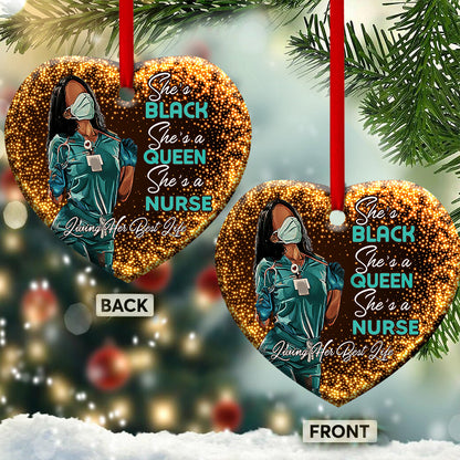 Nurse Bwm Living Her Best Life Heart Ceramic Ornament - Christmas Ornament - Christmas Gift