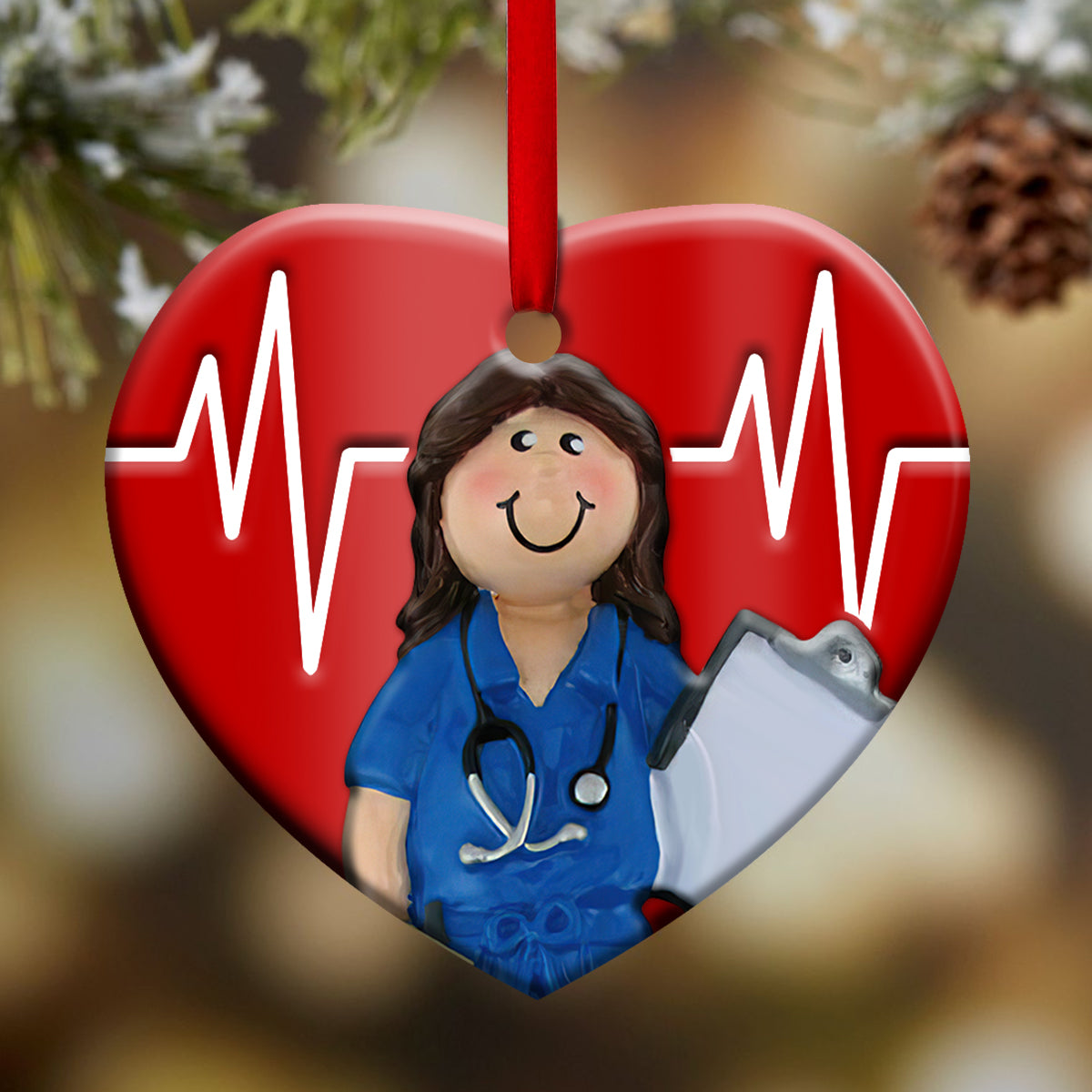 Nurse Ceramic Style 2 Heart Ceramic Ornament - Christmas Ornament - Christmas Gift