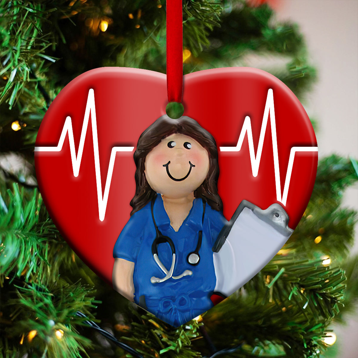 Nurse Ceramic Style 2 Heart Ceramic Ornament - Christmas Ornament - Christmas Gift