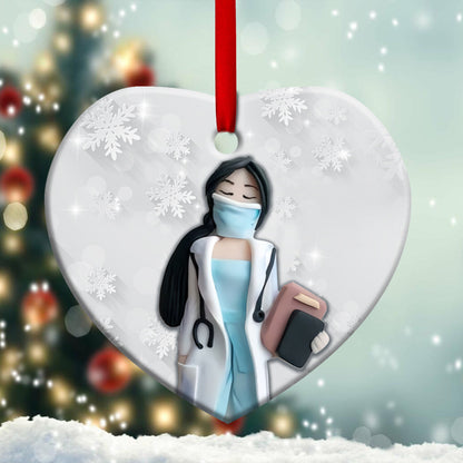 Nurse Clay Style Heart Ceramic Ornament - Christmas Ornament - Christmas Gift