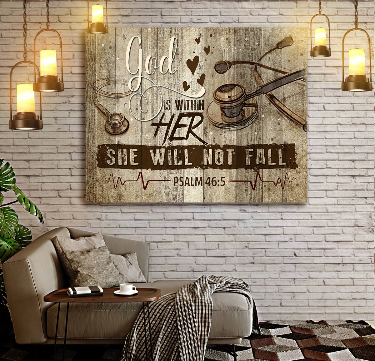 Nurse God Is Within Her Canvas Wall Art - Christian Poster - Religious Wall Decor