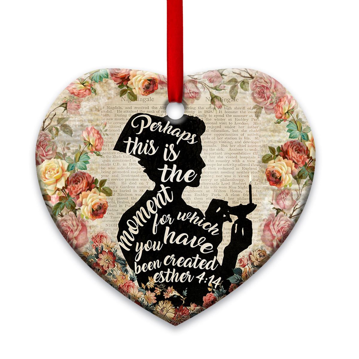 Nurse Lamp Perhaps Vertical Heart Ceramic Ornament - Christmas Ornament - Christmas Gift