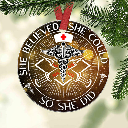 Nurse She Believed She Could Ceramic Circle Ornament - Decorative Ornament - Christmas Ornament