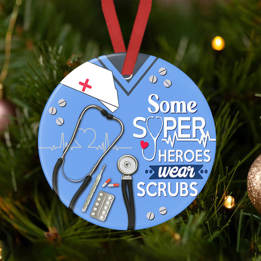 Nurse Super Hero Ceramic Circle Ornament - Decorative Ornament - Christmas Ornament