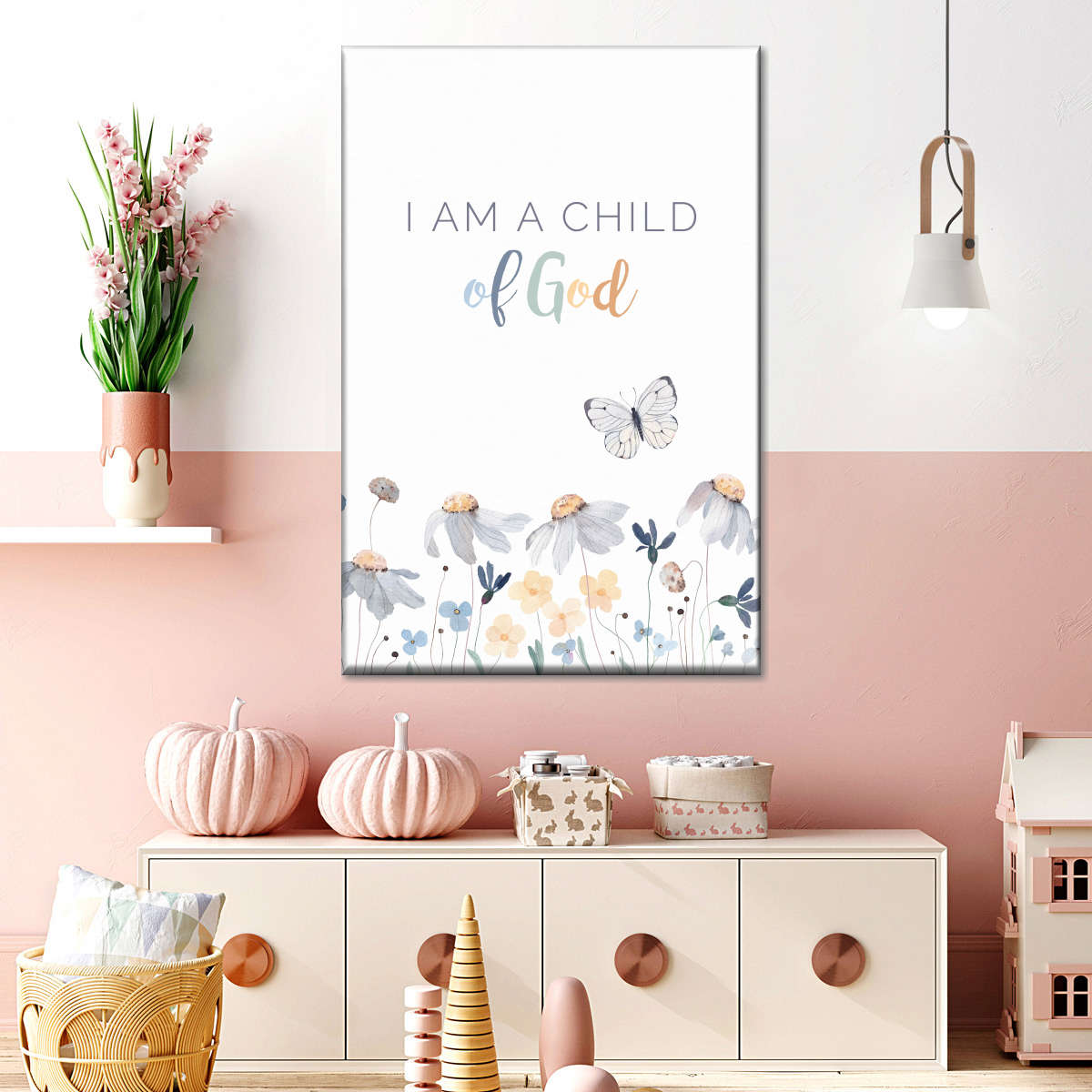 Nursery Child Of God Wall Art Canvas - Canvas Religious Wall Art - Christian Wall Decor Living Room