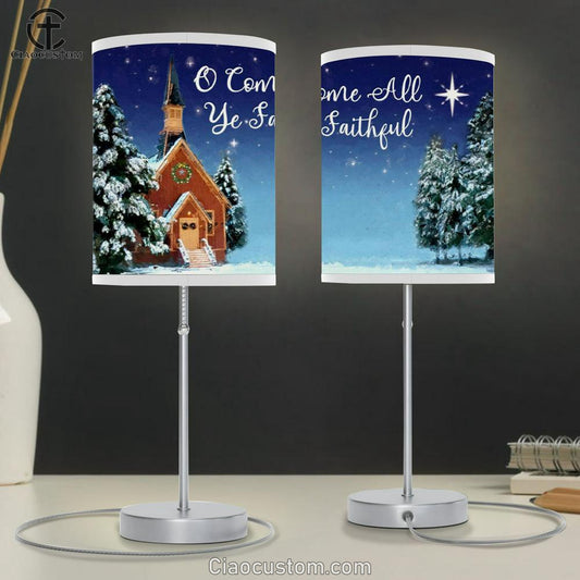 O Come All Ye Faithful Christmas Table Lamp For Bedroom - Christian Room Decor