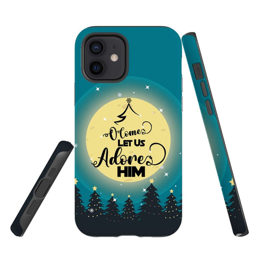 O Come Let Us Adore Him - Christmas Tree Christian Phone Case - Inspirational Bible Scripture iPhone Cases