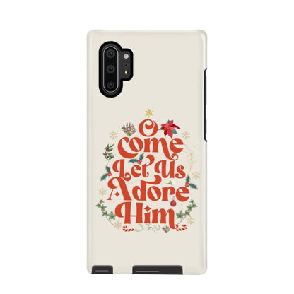 O Come Let Us Adore Him Christmas Leaf Phone Case - Inspirational Bible Scripture iPhone Cases