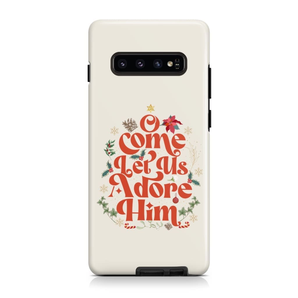 O Come Let Us Adore Him Christmas Leaf Phone Case - Inspirational Bible Scripture iPhone Cases