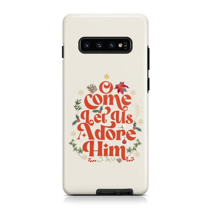 O Come Let Us Adore Him Christmas Leaf Phone Case - Inspirational Bible Scripture iPhone Cases