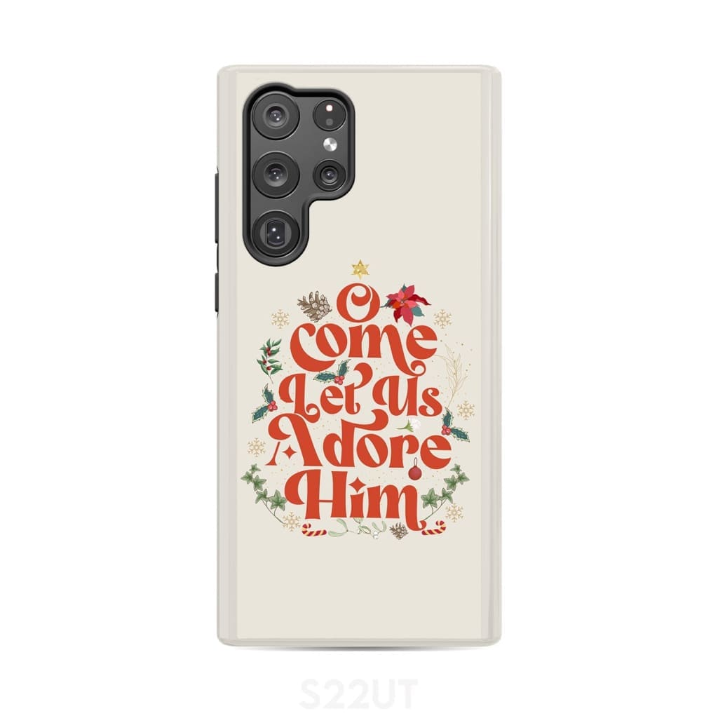 O Come Let Us Adore Him Christmas Leaf Phone Case - Inspirational Bible Scripture iPhone Cases