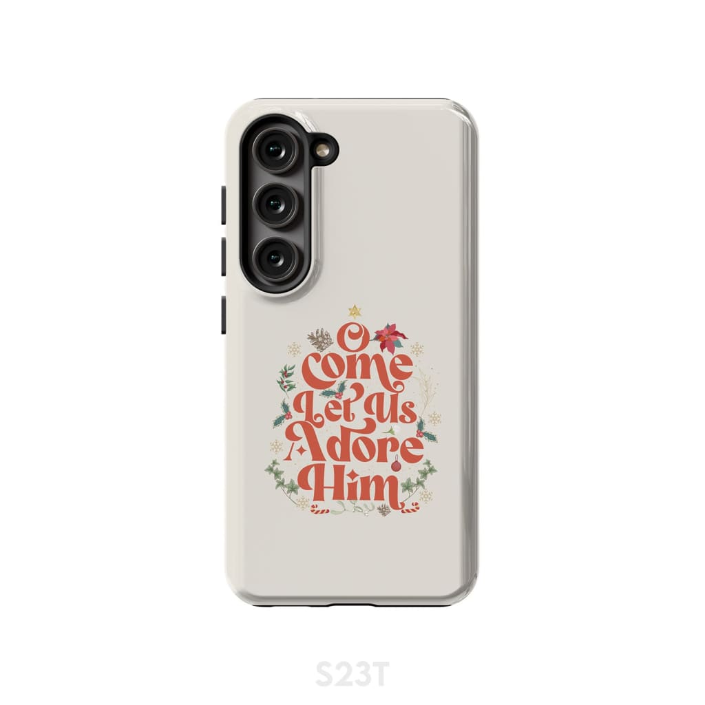 O Come Let Us Adore Him Christmas Leaf Phone Case - Inspirational Bible Scripture iPhone Cases