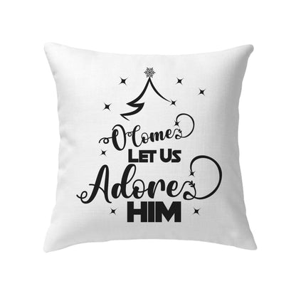 O Come Let Us Adore Him, Christmas Tree Christian Pillow