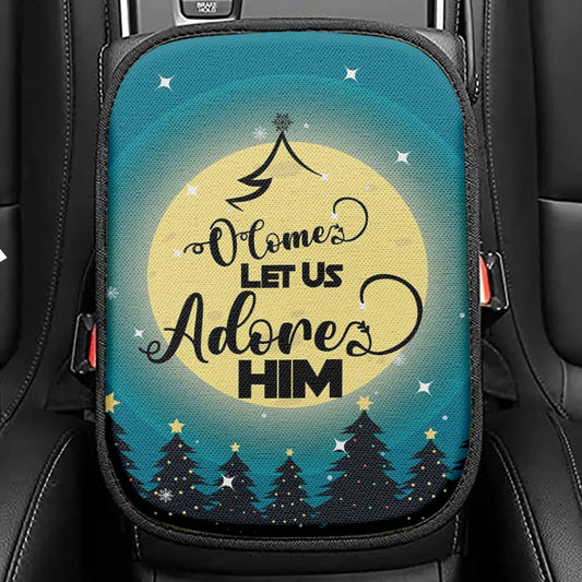 O Come Let Us Adore Him Christmas Tree Seat Box Cover, Bible Verse Car Center Console Cover, Scripture Car Interior Accessories