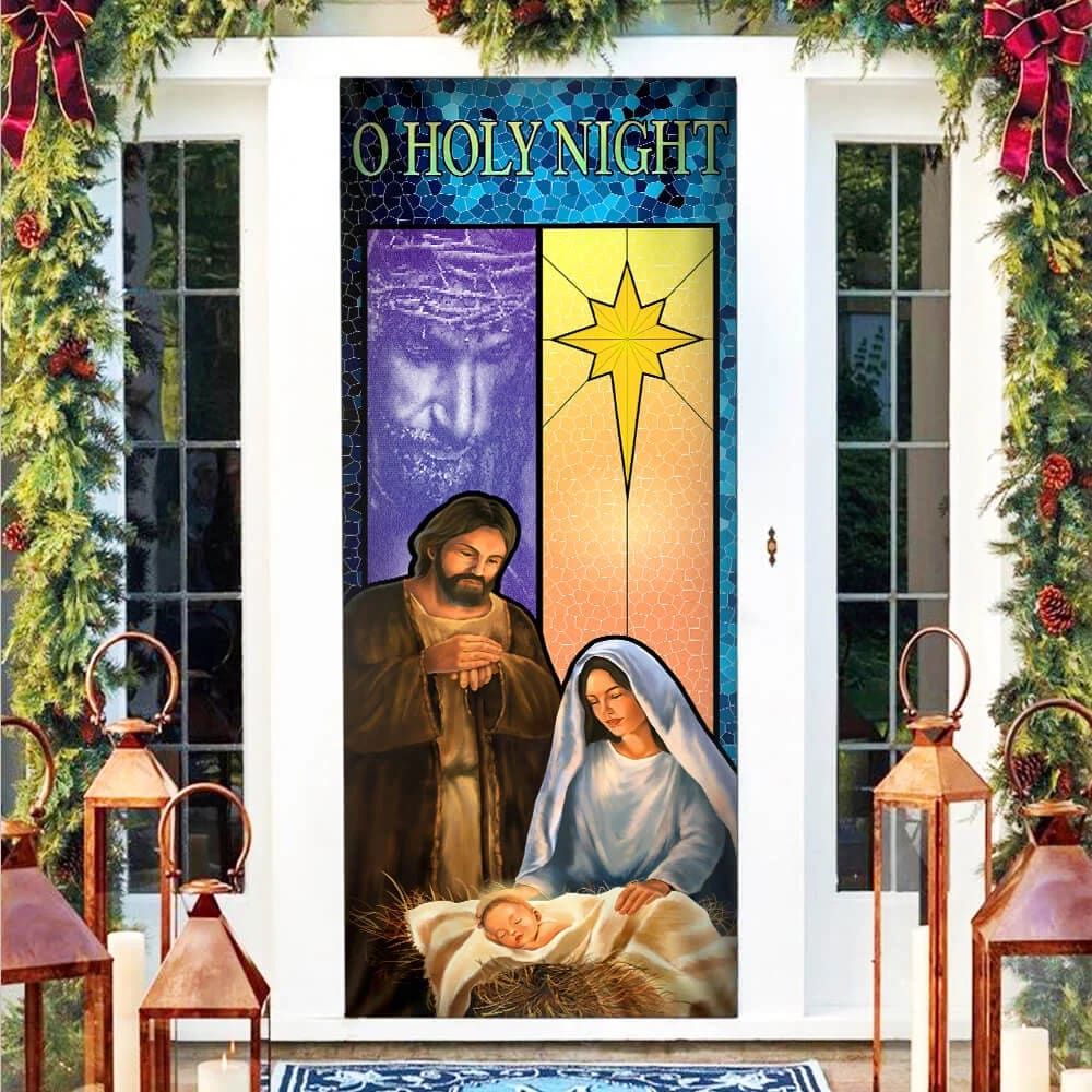 O Holy Night Door Cover - Jesus Door Cover - Religious Door Decorations - Christian Home Decor