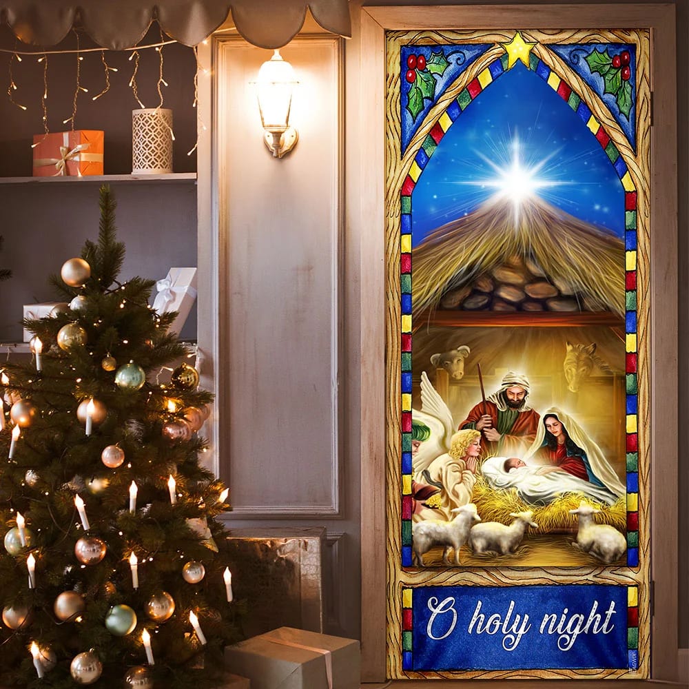 O Holy Night Door Cover - Nativity Scene Christmas Door Cover - Christmas Door Cover - Christmas Outdoor Decoration