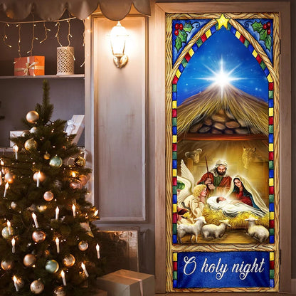 O Holy Night Door Cover - Nativity Scene Christmas Door Cover - Christmas Door Cover - Christmas Outdoor Decoration