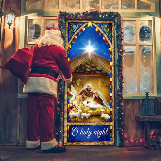 O Holy Night Door Cover - Nativity Scene Christmas Door Cover - Christmas Door Cover - Christmas Outdoor Decoration