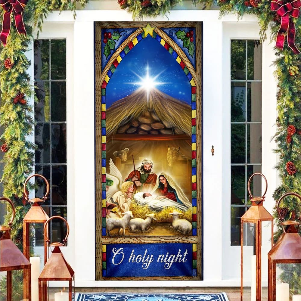 O Holy Night Door Cover - Nativity Scene Christmas Door Cover - Christmas Door Cover - Christmas Outdoor Decoration