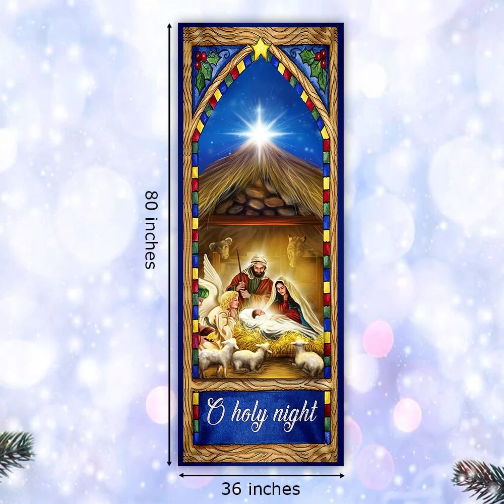 O Holy Night Door Cover - Nativity Scene Christmas Door Cover - Christmas Door Cover - Christmas Outdoor Decoration