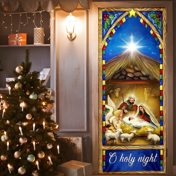 O Holy Night Door Cover - Nativity Scene Christmas Door Cover - Christmas Door Cover - Christmas Outdoor Decoration