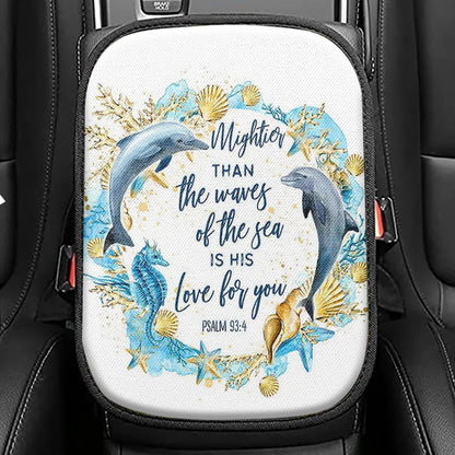 Ocean Dolphins Mightier Than The Waves Psalm 93 4 Seat Box Cover, Christian Car Center Console Cover