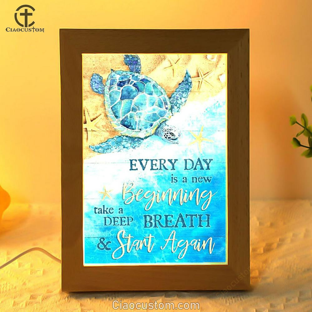 Ocean Painting Turtle Every Day Is A New Beginning Frame Lamp